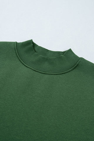 Evergreen Plaid Sleeve Colorblock Loose Tunic Sweatshirt