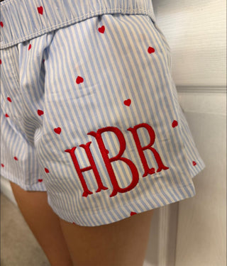 Monogram Embroidered Shorts, Merch Girls - A Blissfully Beautiful Boutique