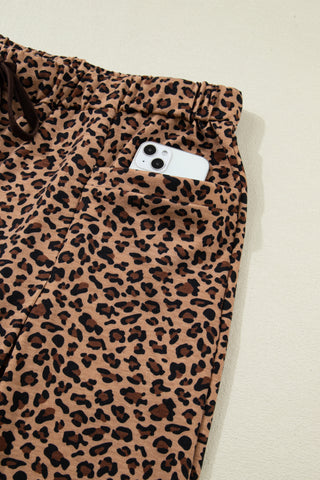 Brown Plus Size Leopard Loose Top Pleated Pants Set, Dear-Lover Dropshipping - A Blissfully Beautiful Boutique