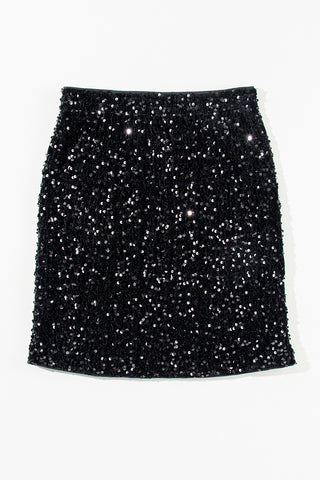 Black Sequin Bodycon Mini Skirt