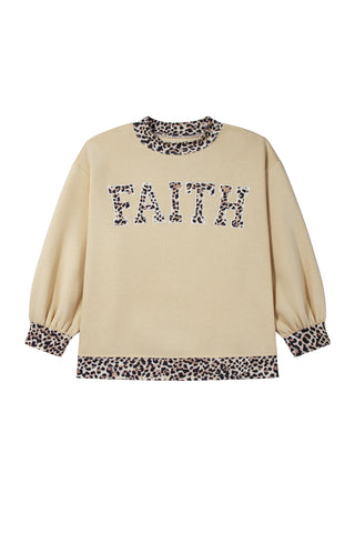 Coffee Plus Size Polka Dot Trim Mock Neck BLESS Graphic Sweatshirt