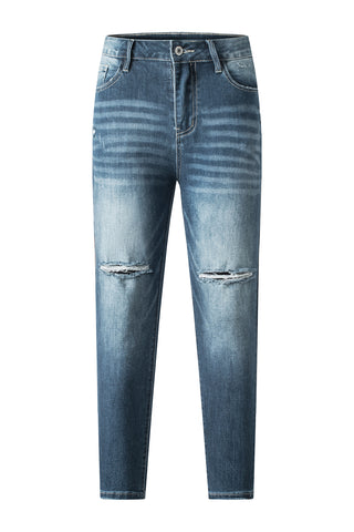Blue Distressed Ripped Skinny Jeans