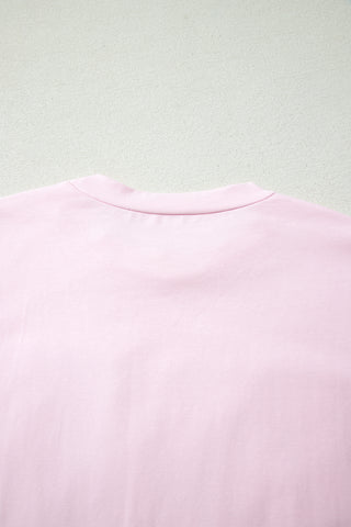 Pink PRAY Sequin Leopard Multiple Patched Graphic Tee