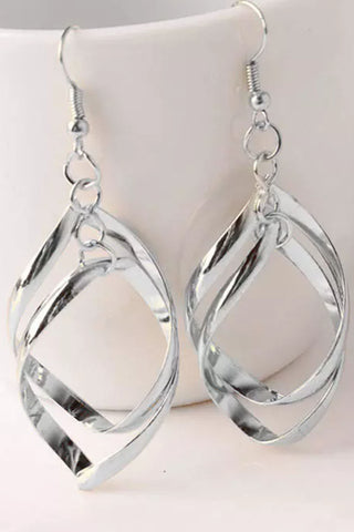 Silver Double Spirals Rhombus Alloy Earrings