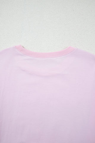 Light Pink Flag Bow Graphic Crewneck Tee