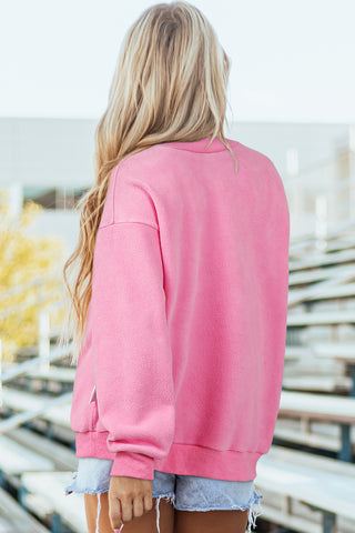 Bright Green Oversize Drop Shoulder Reversible Mock Neck Sweatshirt