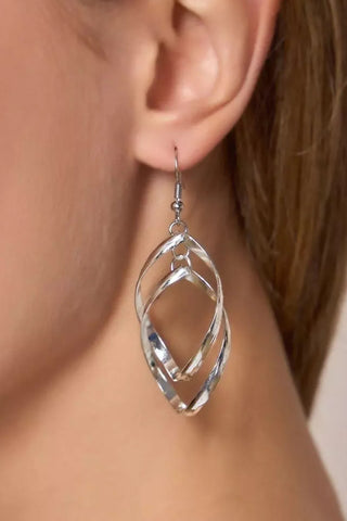 Silver Double Spirals Rhombus Alloy Earrings