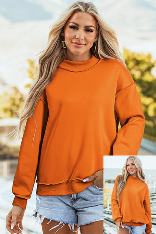 Bright Green Oversize Drop Shoulder Reversible Mock Neck Sweatshirt