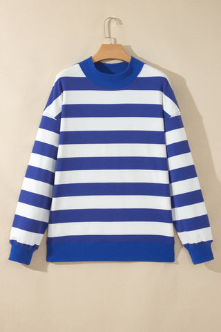 Rose Stripe Colorblock Mock Neck Relaxed Sweatshirt