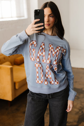 Sleet GAME DAY Checkered Letter Graphic Oversize Sweatshirt, Dear-Lover Dropshipping - A Blissfully Beautiful Boutique