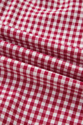 Red Contrast Trim Plaid Print Plus Size Shorts, Dear-Lover Dropshipping - A Blissfully Beautiful Boutique