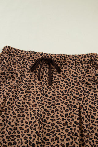Brown Plus Size Leopard Loose Top Pleated Pants Set, Dear-Lover Dropshipping - A Blissfully Beautiful Boutique