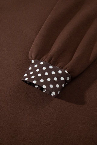 Burgundy Colorblock Polka Dot Contrast Trim Oversized Sweatshirt