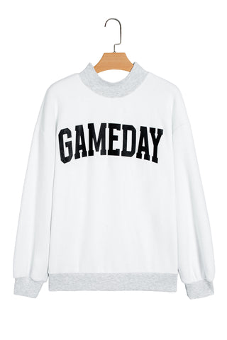 Light Grey High Neck GAMEDAY/ FOOTBALL Double Side Printed Reversible Sweatshirt