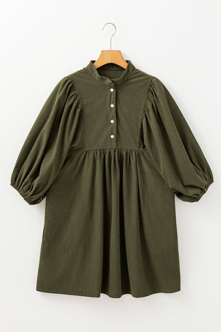 Vineyard Green Corduroy Snap Buttons Empire Waist Bracelet Sleeve Dress | A Blissfully Beautiful Boutique Vineyard Green Corduroy Snap Buttons Empire Waist Bracelet Sleeve Dress | A Blissfully Beautiful Boutique
