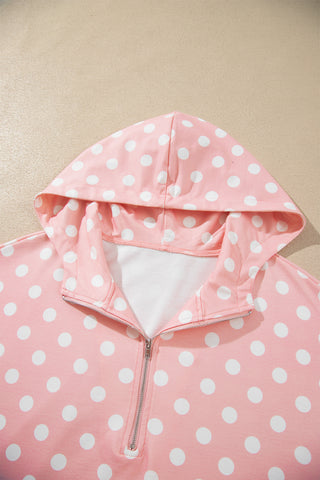 Orange Polka Dot Hooded Long Sleeve Top Casual Mini Skort Set