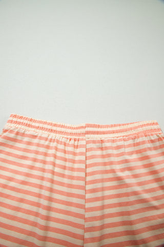 Pink Stripe Drop Shoulder T Shirt and Shorts Plus Size Summer Set, Dear-Lover Dropshipping - A Blissfully Beautiful Boutique