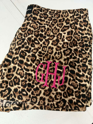 Monogram Embroidered Leopard Shorts, Merch Girls - A Blissfully Beautiful Boutique