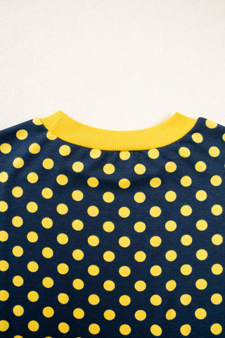 Green Polka Dot Print Contrast Trim Round Neck Bracelet Sleeve Top