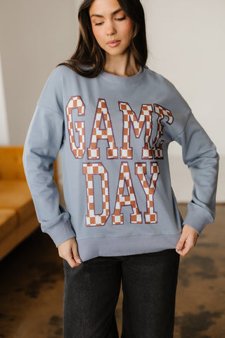 Sleet GAME DAY Checkered Letter Graphic Oversize Sweatshirt, Dear-Lover Dropshipping - A Blissfully Beautiful Boutique