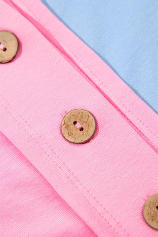 Myosotis Two Tone Half Buttons Collared T Shirt, A Blissfully Beautiful Boutique - A Blissfully Beautiful Boutique