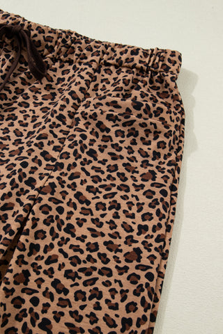 Brown Plus Size Leopard Loose Top Pleated Pants Set, Dear-Lover Dropshipping - A Blissfully Beautiful Boutique