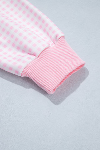 Evergreen Plaid Sleeve Colorblock Loose Tunic Sweatshirt