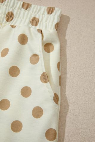 Orange Polka Dot Hooded Long Sleeve Top Casual Mini Skort Set