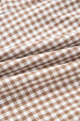 Khaki Contrast Trim Plaid Print Plus Size Shorts, Dear-Lover Dropshipping - A Blissfully Beautiful Boutique