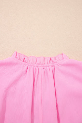 Bonbon Plus Size Textured Tassel Tie V Neck Ruffle Short Sleeve Blouse, Dear-Lover Dropshipping - A Blissfully Beautiful Boutique