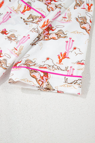 White Cowgirl Country Print Pajamas Set