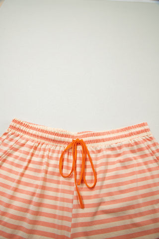 Pink Stripe Drop Shoulder T Shirt and Shorts Plus Size Summer Set, Dear-Lover Dropshipping - A Blissfully Beautiful Boutique