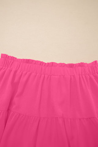 Rose Red Plus Size Frilled Elastic Waist Lace Trim Boho Ruffled Shorts, Dear-Lover Dropshipping - A Blissfully Beautiful Boutique