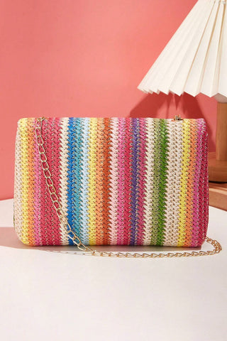 Multicolour Bohemian Woven Gold Chain Shoulder Bag, Dear-Lover Dropshipping - A Blissfully Beautiful Boutique