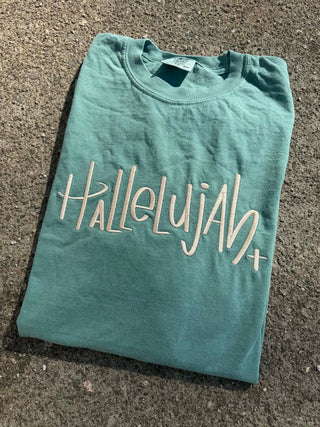 Hallelujah Embroidered Comfort Color T-Shirt, Merch Girls - A Blissfully Beautiful Boutique