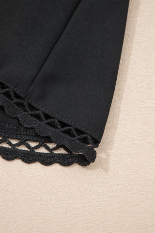 Black Plus Size Frilled Elastic Waist Lace Trim Boho Ruffled Shorts, Dear-Lover Dropshipping - A Blissfully Beautiful Boutique