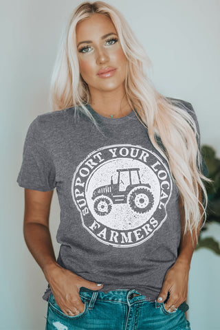 Gray SUPPORT YOUR LOCAL FARMERS Graphic Tee