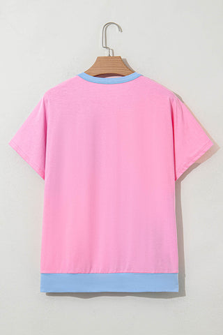Myosotis Two Tone Half Buttons Collared T Shirt, A Blissfully Beautiful Boutique - A Blissfully Beautiful Boutique