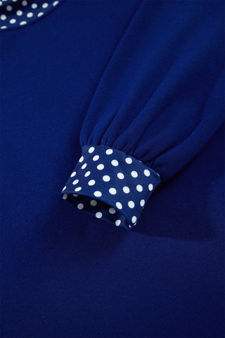 Burgundy Colorblock Polka Dot Contrast Trim Oversized Sweatshirt