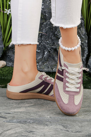 Pink Eyelet PU Leather Patchwork Color Pop Sneakers, Dear-Lover Dropshipping - A Blissfully Beautiful Boutique