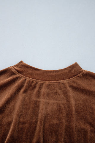 Burgundy Christmas Velvet Graphic Print Long Sleeve Sweatshirt