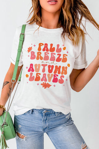 White FALL BREEZE and AUTUMN LEAVES Graphic Tee