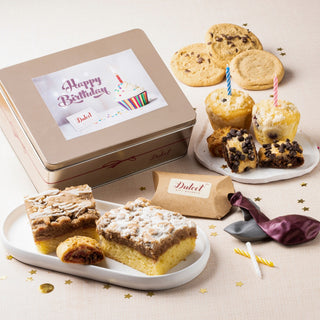 Deluxe Birthday Celebration Gift Tin, Dulcet Gift Baskets - A Blissfully Beautiful Boutique