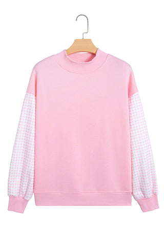 Evergreen Plaid Sleeve Colorblock Loose Tunic Sweatshirt