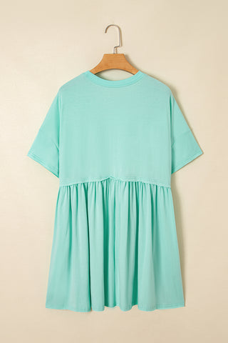 Moonlight Jade Solid Color Pocketed Raw Edge Babydoll Dress, A Blissfully Beautiful Boutique - A Blissfully Beautiful Boutique