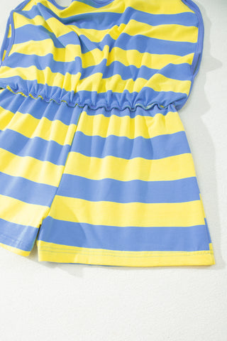 Yellow Stripe Dolman Tee Drawstring Skort Athletic 2pcs Set