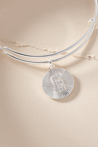 Initial E Pave Starburst Texture Bangle