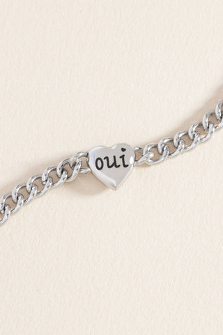 Engraved French 'Oui' & 'Non' Reversible Heart Bracelet