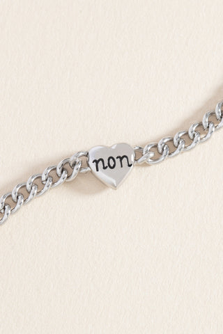 Engraved French 'Oui' & 'Non' Reversible Heart Bracelet