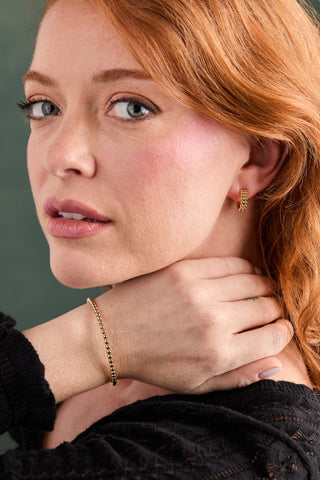 Gold Beaded Huggie Hoop Earring